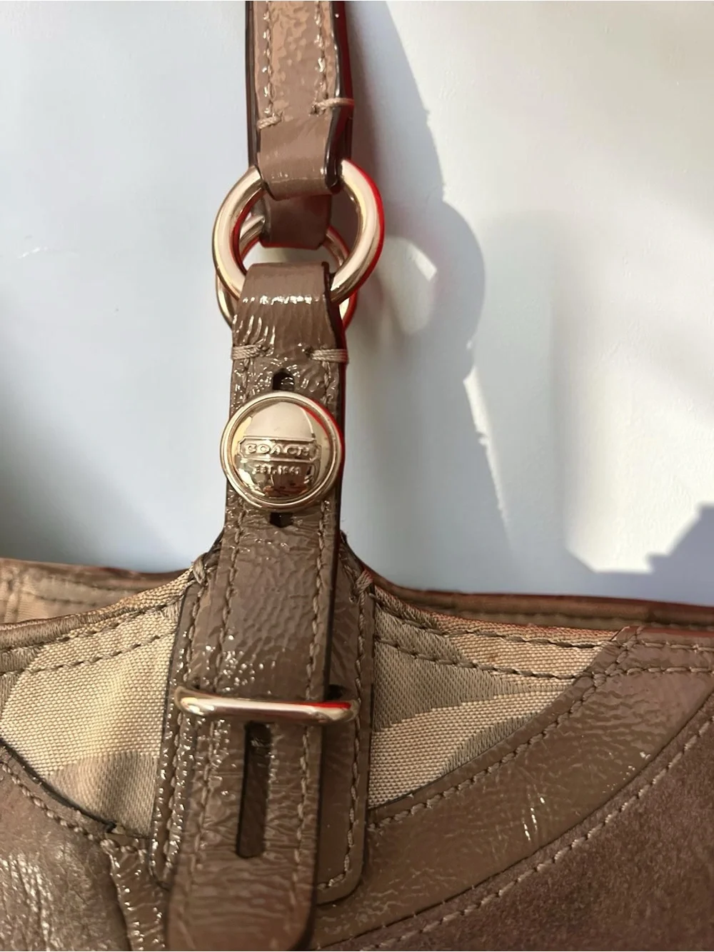 Coach Y2K Suede Leather Patchwork Signature Tote Bag